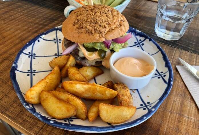 gluten free hamburger with french fries